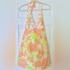 Lilly Pulitzer Multicolor Floral Halter Dress. Size 6